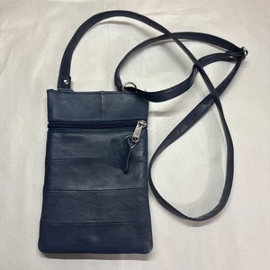 Kleine Mini Umhängetasche blau Leder ohne Marke - Bild 1 von 10