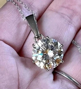 Colgante solitario de diamantes blancos tratados certificado de 4 quilates - tachuelas de diamantes libres de 2 quilates - Imagen 1 de 8