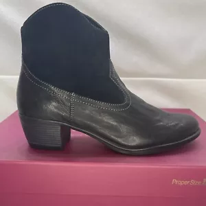 Stivaletti donna Munro Laramie neri in pelle/camoscio con zip laterale taglia 6 M - Foto 1 di 10