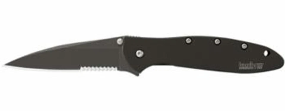 Kershaw 1660CKST Leek Matte Black Folding Pocket Knife 3in Blade Serrated - Image 1 of 1