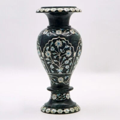 12 Zoll grüner Marmor Blumentopf & Vase Perlmutt Türkis Intarsien Stein Dekor - Bild 1 von 4