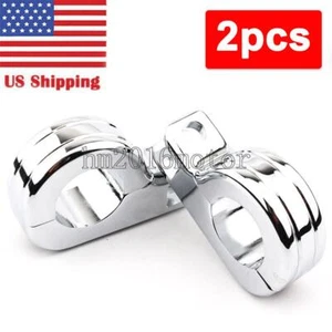 Chrome Highway Foot Pegs Clamps For 1 1/4" Frame Tube Harley Motorcycle - Foto 1 di 5