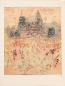 Shoichi Hasegawa "Chateau Sur La Coline" Original Radierung Kunst - Bild 1 von 5