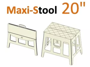 Flat Folding Maxi-Stool 20"(50 cm). Large Seat / Small Table / Standing Platform - Picture 1 of 6