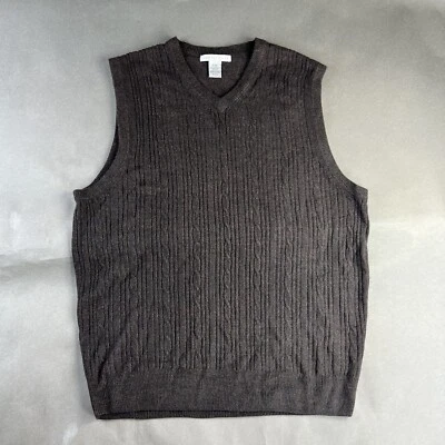 Geoffrey Beene Vest Large Brown Men Sleeveless Sweater V-Neck Pullover Used #37 - Image 1 of 4