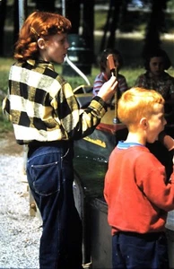 Original Slide, 1950's - "Cute Kids" - Red Haired Siblings eating Lollipops - Picture 1 of 1