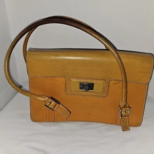 Lambertson Truex Orange Leather Satchel Handbag Shoulder Bag As-Is - Picture 1 of 11