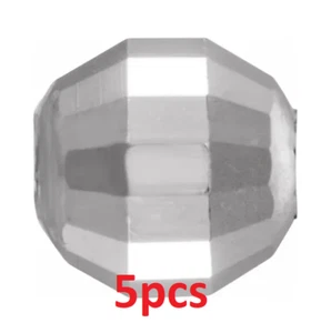 (5) 4mm 14K White Gold Mirror Faceted Beveled Diamond Cut Round Stringing Beads - Picture 1 of 3