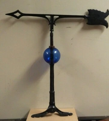 pararrayos/aguja decorativa/flecha de 24"" bola de cristal azul de 4,5"", montaje ajustable Foto 1 de 2