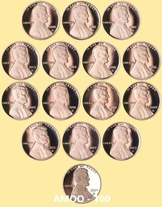 2010-2011-2012-2013-2014-2025 S PROOF Lincoln Cent Shield 16 Proof Coin Set - Picture 1 of 3