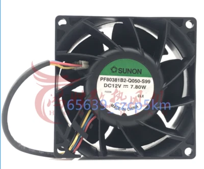 SUNON PF80381B2-Q050-S99 DC12V 7.8W High Speed 80X80X38MM PWM 4Pin Cooling Fan - Image 1 of 4