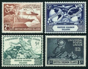 Salomonen 84-87, postfrisch, UPU-75 1949 Flugzeug Schiff Halbkugel Globus - Bild 1 von 1