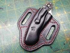 Leather pancake sheath for Spyderco Military or Spyderco Civilian