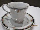 Lynns Fine China Gold Rim Black Floral Tea Cup And Saucer GOLD TRIM Mint