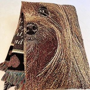Danbury Mint Tapestry Yorkie Love Dog Throw Blanket USA Cotton 52 X 72 EUC - Picture 1 of 7