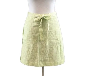 Lilly Pulitzer White Label Skirt Green Seersucker Wrap Around Pockets Size 6 - Picture 1 of 11