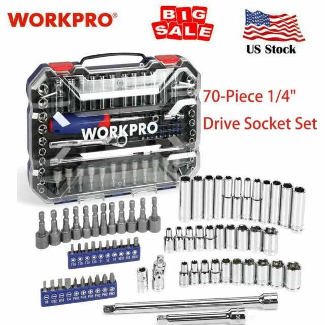 WORKPRO W003068A  1/4'' Drive Socket Set - 70 Pieces