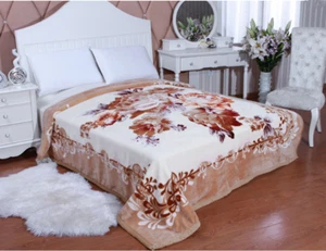 Heavy 1500GSM Soft Queen Mink Blanket Double Layer Warm Throw 7.2KG Floral - Picture 1 of 5