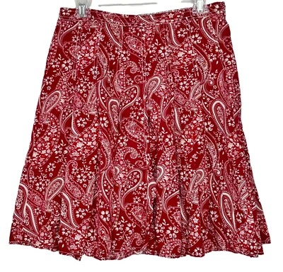 VTG Tommy Hilfiger Women's Red Paisley Handkerchief Pleated A Line Skirts Size 4 - Image 1 of 4