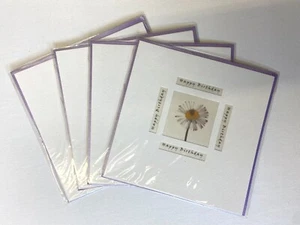 Birthday Daisy Square Blank Greeting Cards by Caroline Moore Lot of 4 Cards - Picture 1 of 1
