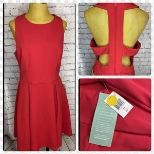 B. Smart Fit N Flare Cutout Red Sleeveless Flared Party Dress Size 13 NWT - Picture 1 of 17
