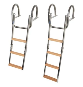 Edelstahl Badeleiter Bootsleiter mit Handgriff für Steg  Badeplattform klappbar - Bild 1 von 3