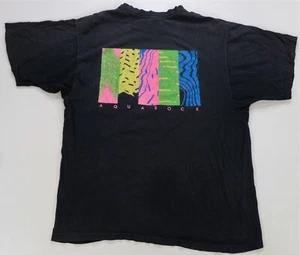 Rare VTG NIKE Aqua Gear Spell Out Single Stitch T Shirt 80s 90s Gray Tag Black S - Picture 1 of 12