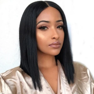 Short Bob Synthetic Lace Front Wig Heat Resistant Lace Front Wigs With Baby Hair - Picture 1 of 5