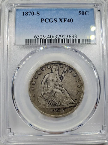 1870 S SEATED LIBERTY HALF DOLLAR PCGS XF40 Cover