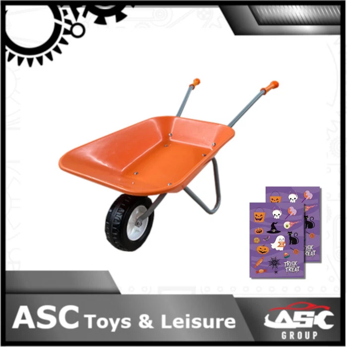 ASC New Child Kids Wheelbarrow - Orange / Grey - Halloween Theme - Pumpkin Patch - Image 1 of 1