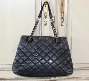 KATE SPADE NEW YORK GOLD COAST MARYANNE BLACK QUILTED LEATHER HANDBAG TOTE PURSE - Picture 1 of 9