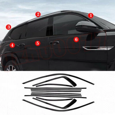 Tiras decorativas molduras ventana acero negro para Volkswagen Atlas 2018-2023 Foto 1 de 4
