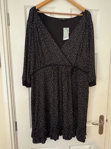 Next Ladies Black & White Spot Maternity Dress 3/4 Sleeve Size 22 NEW BNWT - Picture 1 of 12