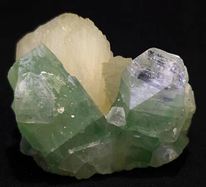 Green Apophyllite crystals W/ Stilbite bleads Natural mineral specimen - Picture 1 of 6
