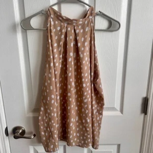 Madison Halter Top Polka Dot Sleeveless Tie Back Blouse Casual Cute L - Picture 1 of 9