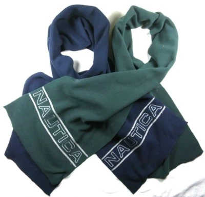 Juego de 2 bufandas de poliéster polar azul verde Nautica lisas nuevas con etiquetas Foto 1 de 4