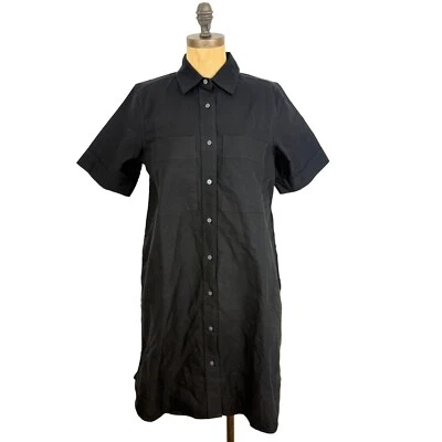 EVERLANE The Oxford Short Sleeve Shirt Dress XS Black A-Line Knee Length NEW B56 - Image 1 of 4
