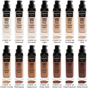 NYX Women’s Can't Stop Won't Stop 24H Full Coverage Foundation Pick Your 1 Color - Picture 1 of 32