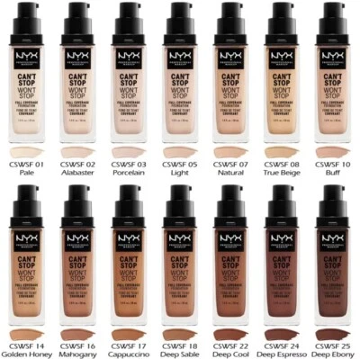 NYX Women’s Can't Stop Won't Stop 24H Full Coverage Foundation Pick Your 1 Color - Image 1 of 4