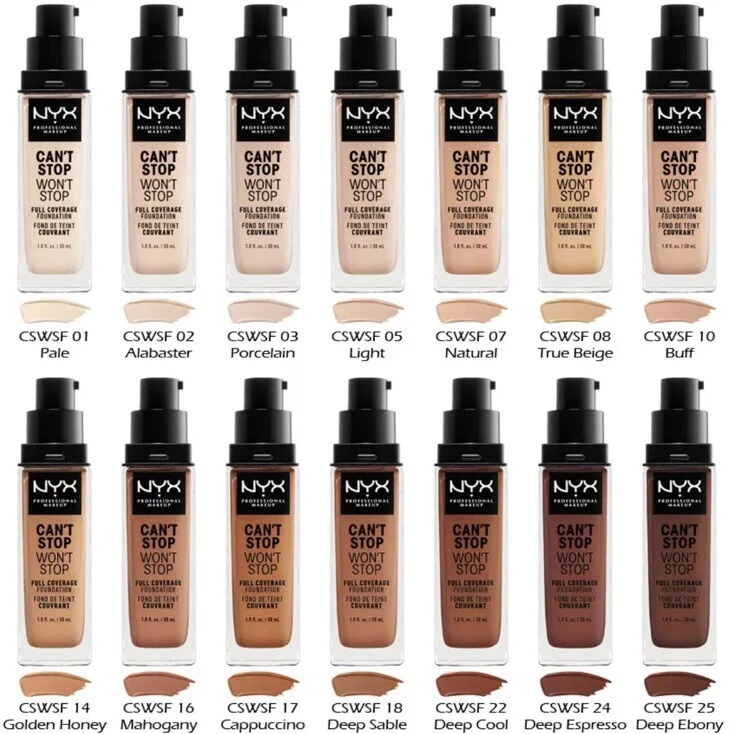 NYX Women’s Can't Stop Won't Stop 24H Full Coverage Foundation Pick Your 1 Color - Image 1 of 4