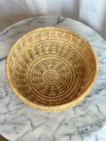 Woven Wicker Vintage Coil Basket Native American South American African Style Cover