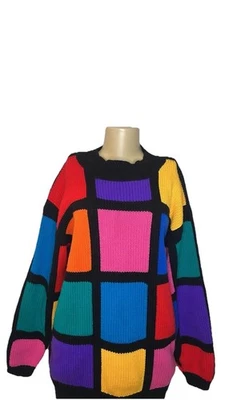 Suéter vintage años 80 Cherry Stix Ltd bloque de color Foto 1 de 4
