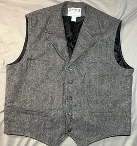 Schaefer Outfitter Cattle Baron Wool Vest Men’s 2XL Grey Herringbone Ranch - Picture 1 of 11