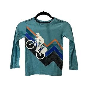 Tea Collection Biker Bicycle Cyclist Uphill Graphic Shirt Boy Youth Size 5 Blue - Picture 1 of 6