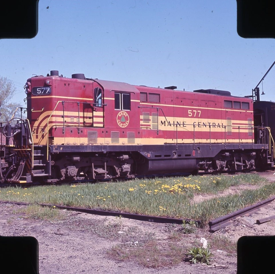 Locomotiva ferroviária MEC 577 MAINE CENTRAL original 1964 foto slide - Imagem 1 de 1