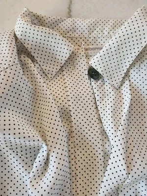 Liz Claiborne Blouse 12P Black White Polka Dot Button down Royal Capsule Career - Image 1 of 4