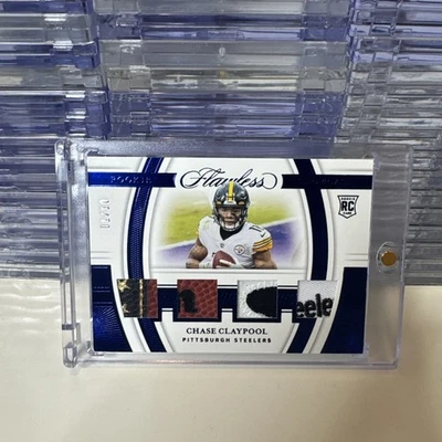 2020 Panini Flawless Chase Claypool Quad Logo Ball Patch RC Rookie Refractor /10 - Image 1 of 3