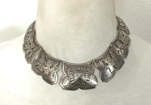 Südwesten Neusilber Azteken Maya Ethno Panel Link 15" Halsband Halskette - Bild 1 von 8