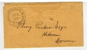 1850s ? STAMPLESS MASSACHUSETTS NEW BEDFORD MASS BLACK 3 PAID - Picture 1 of 1