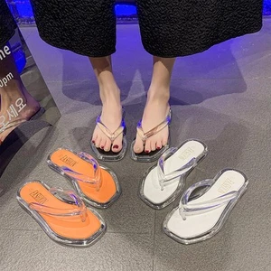 Women's Flat Sandals Flip Flop Dressy Thong Sandals Summer Clear Pvc Slipper - Picture 1 of 12